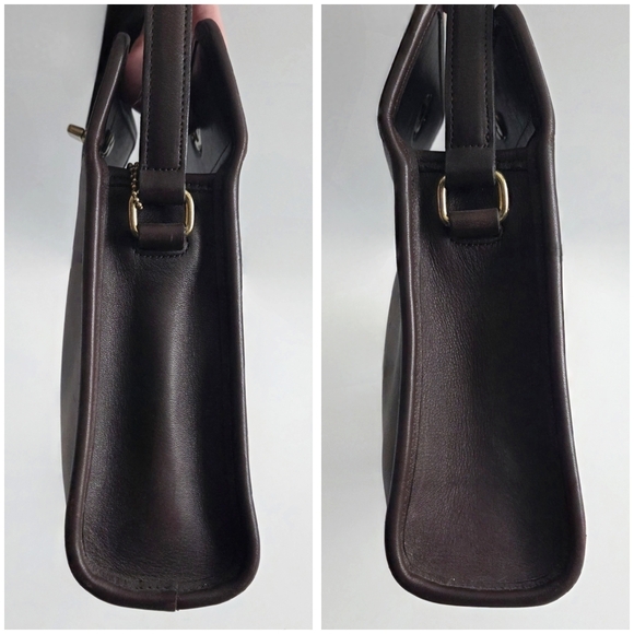 Coach Vintage 1997 Geometric Top Turnlock Bag In Mahogany Glove-Tanned Cowhide - Picture 10 of 16